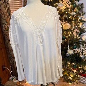 Free People Elegant White Lace Top L